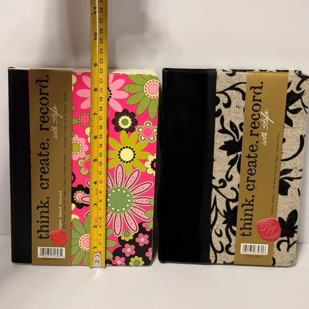 Markings C.R. Gibson Journals‎ Set of 2 Floral & Damask Ruled Lined Notebooks